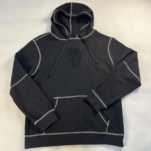 Friday The 13th Jason Hoodie Sweatshirt Sweater Mask Adult Large L Black New - Picture 1 of 9